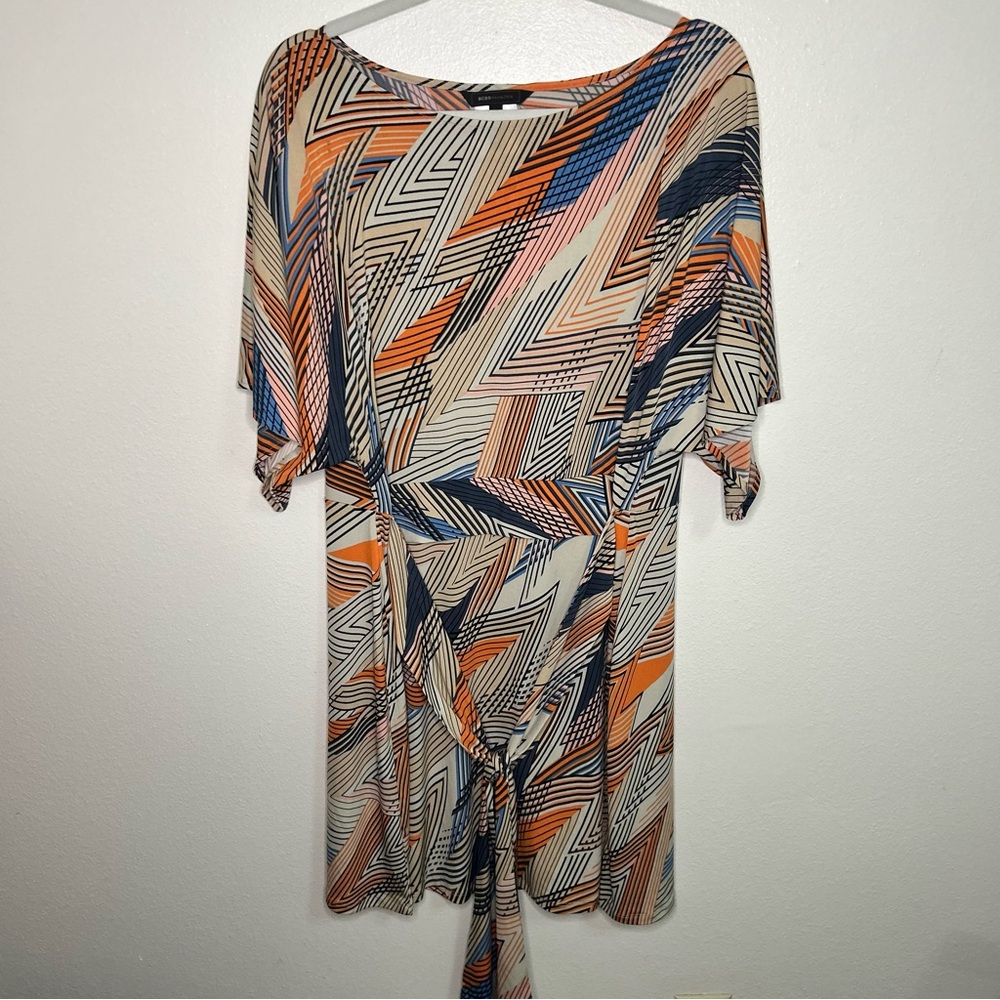 BCBGMAXAZRIA patterned belted dress